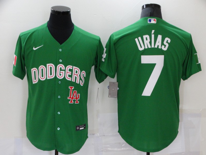 Men's Los Angeles Dodgers ACTIVE PLAYER Custom Green Mexican Heritage Night Stitched Baseball Jersey